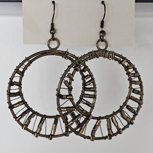 Bronze Beaded Hoop Earring